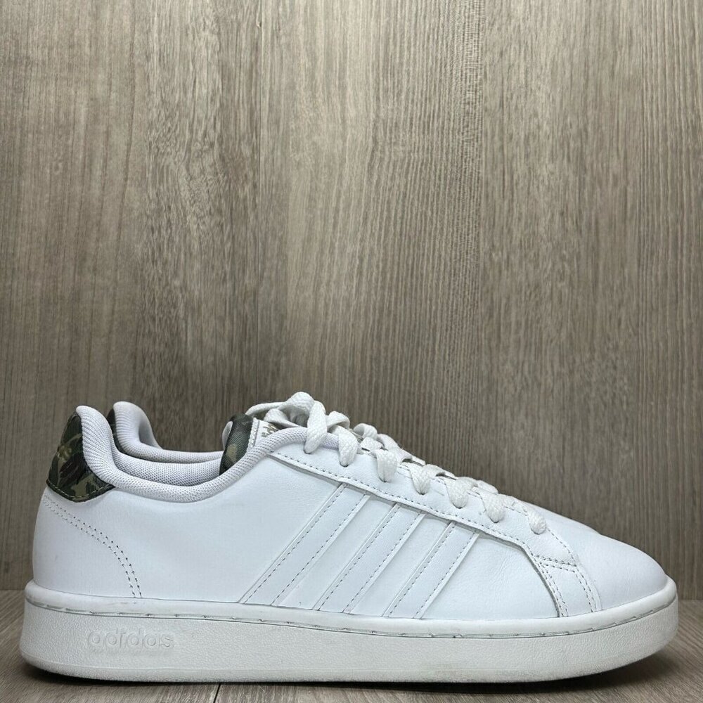 Adidas Shoes Mens Sz 7 Grand Court Tennis Cloudfoam Leather White Camo H04549